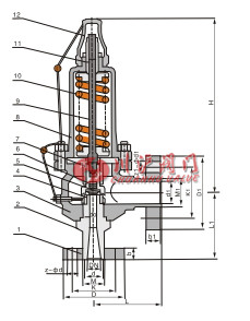 高壓全啟式安全閥結(jié)構(gòu)圖