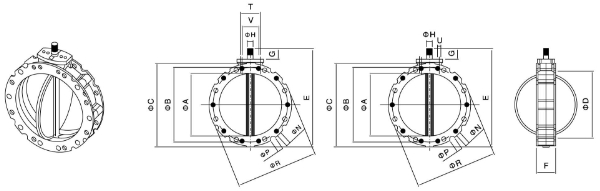 電動粉體蝶閥雙法蘭結(jié)構(gòu)圖