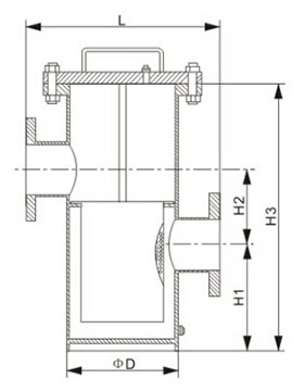 高低接管籃式過(guò)濾器結(jié)構(gòu)圖