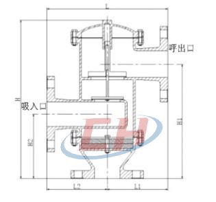 帶雙接管阻火呼吸閥結(jié)構(gòu)圖