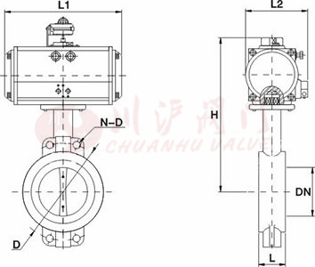 氣動對夾蝶閥結構圖