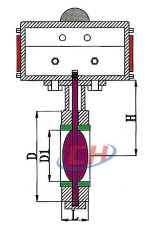 氣動(dòng)衛(wèi)生級(jí)對(duì)夾蝶閥結(jié)構(gòu)圖