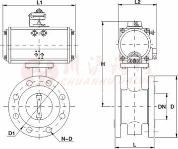 氣動(dòng)法蘭蝶閥結(jié)構(gòu)圖