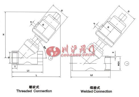 氣動(dòng)角座閥不銹鋼結(jié)構(gòu)圖