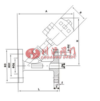 氣動(dòng)法蘭角座閥結(jié)構(gòu)圖