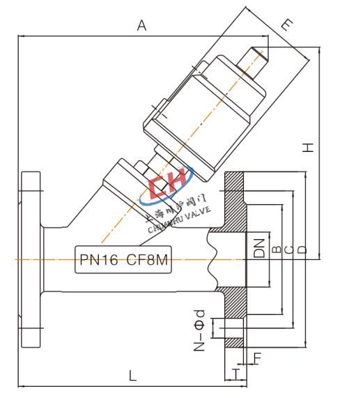 P3法蘭氣動角座閥結構圖