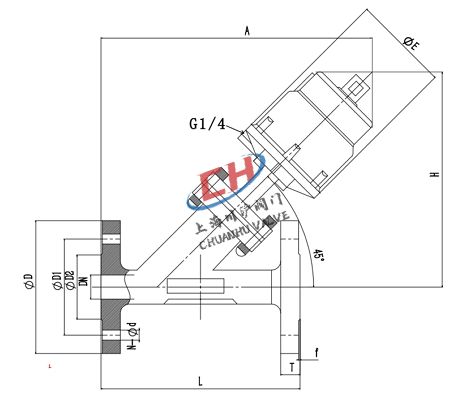 P4氣動(dòng)調(diào)節(jié)型角座閥結(jié)構(gòu)圖