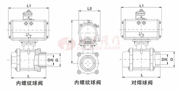 氣動內(nèi)螺紋球閥結(jié)構(gòu)圖